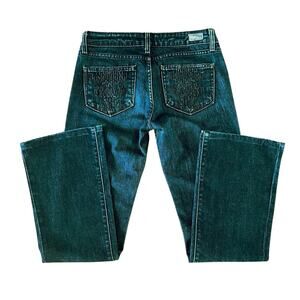 Paige Denim Bedazzled Hollywood Hills Bootcut Jeans Low Rise Y2K Style | 27